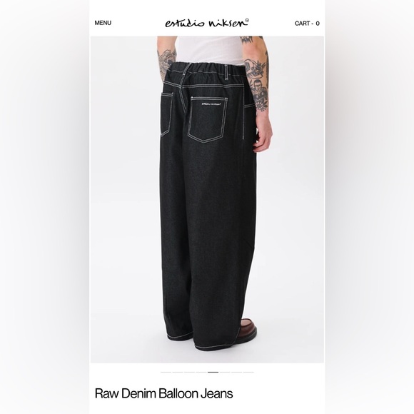 Estudio Niksen Unisex Raw Denim Balloon Jeans - Picture 3 of 9